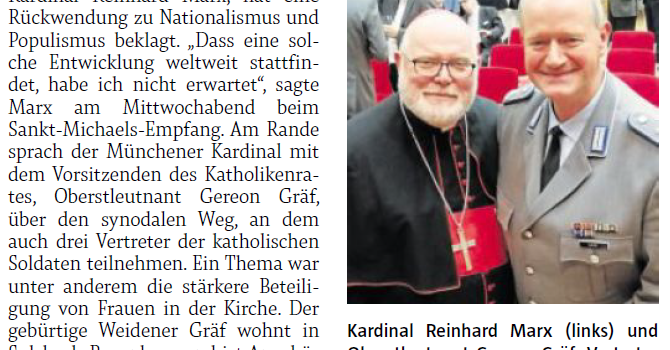 (Deutsch) Pressebericht Oberpfalzmedien über die Spende des Katholikenrats beim Katholischen Militärbischof